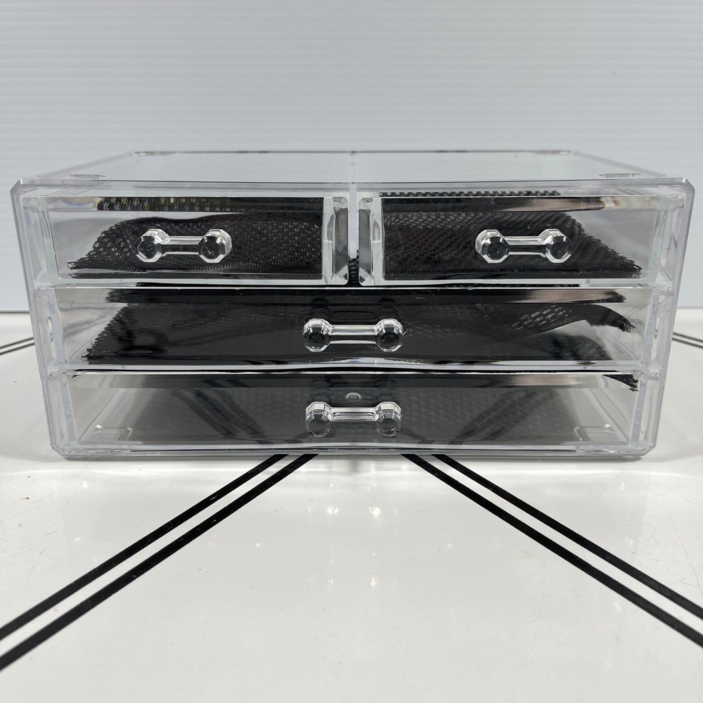 Clear Acrylic Cosmetic Organizer 3‎ Drawer Makeup Jewelry Display Storage Box